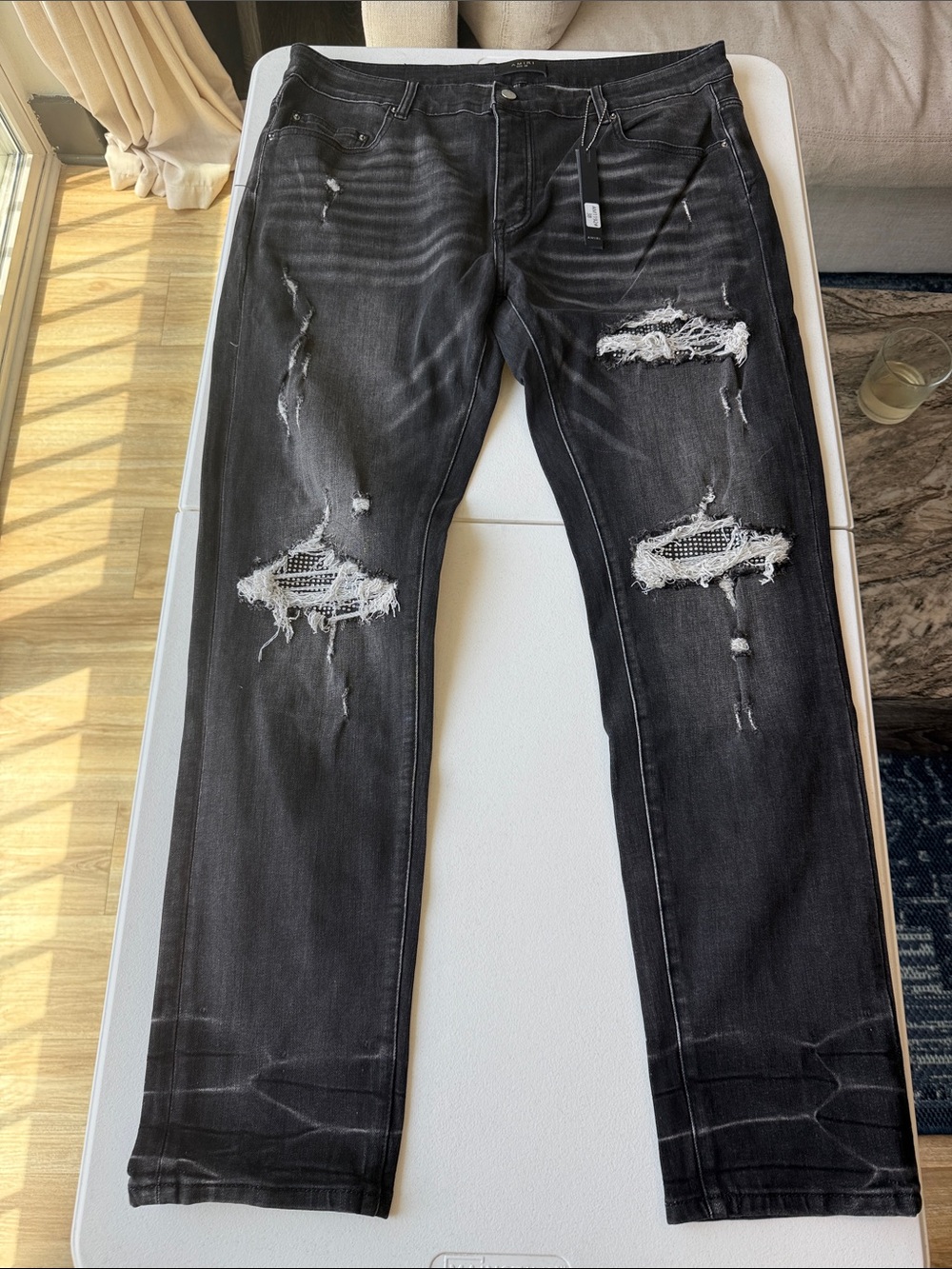 AMIRI Black Distressed Straight Jeans